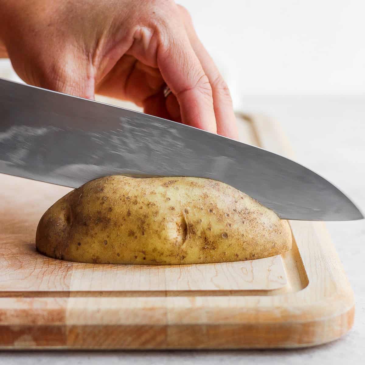 Slicing each half again, the same way.