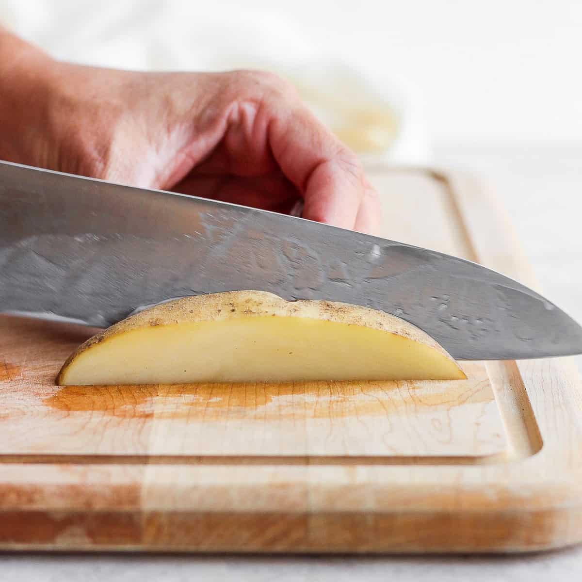 Slicing small sections of each quarter, in the same direction.