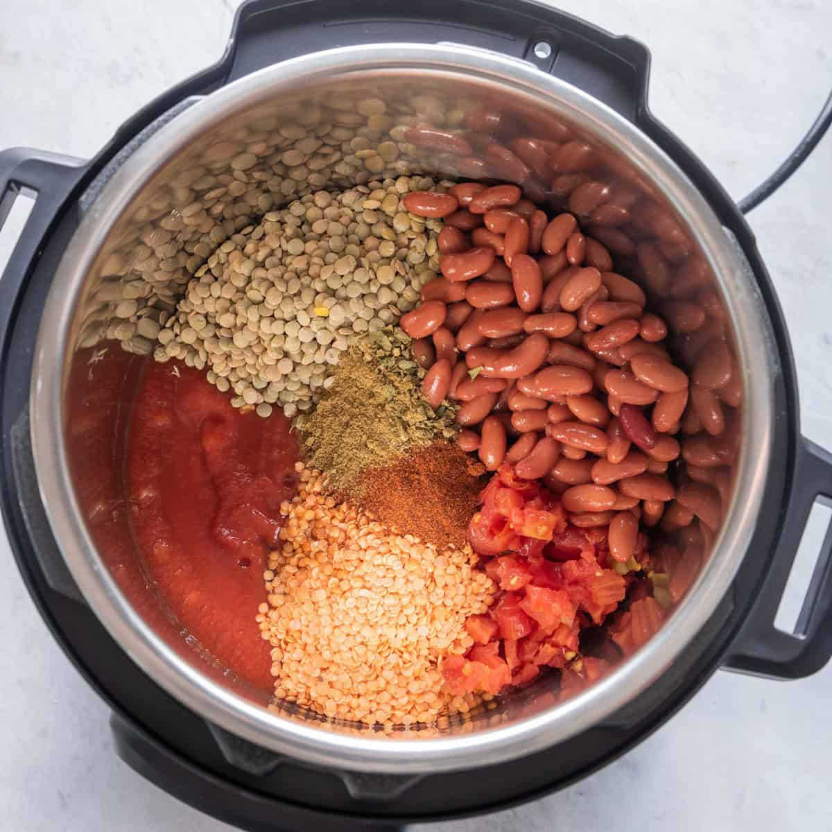 All ingredients added in, before mixing.