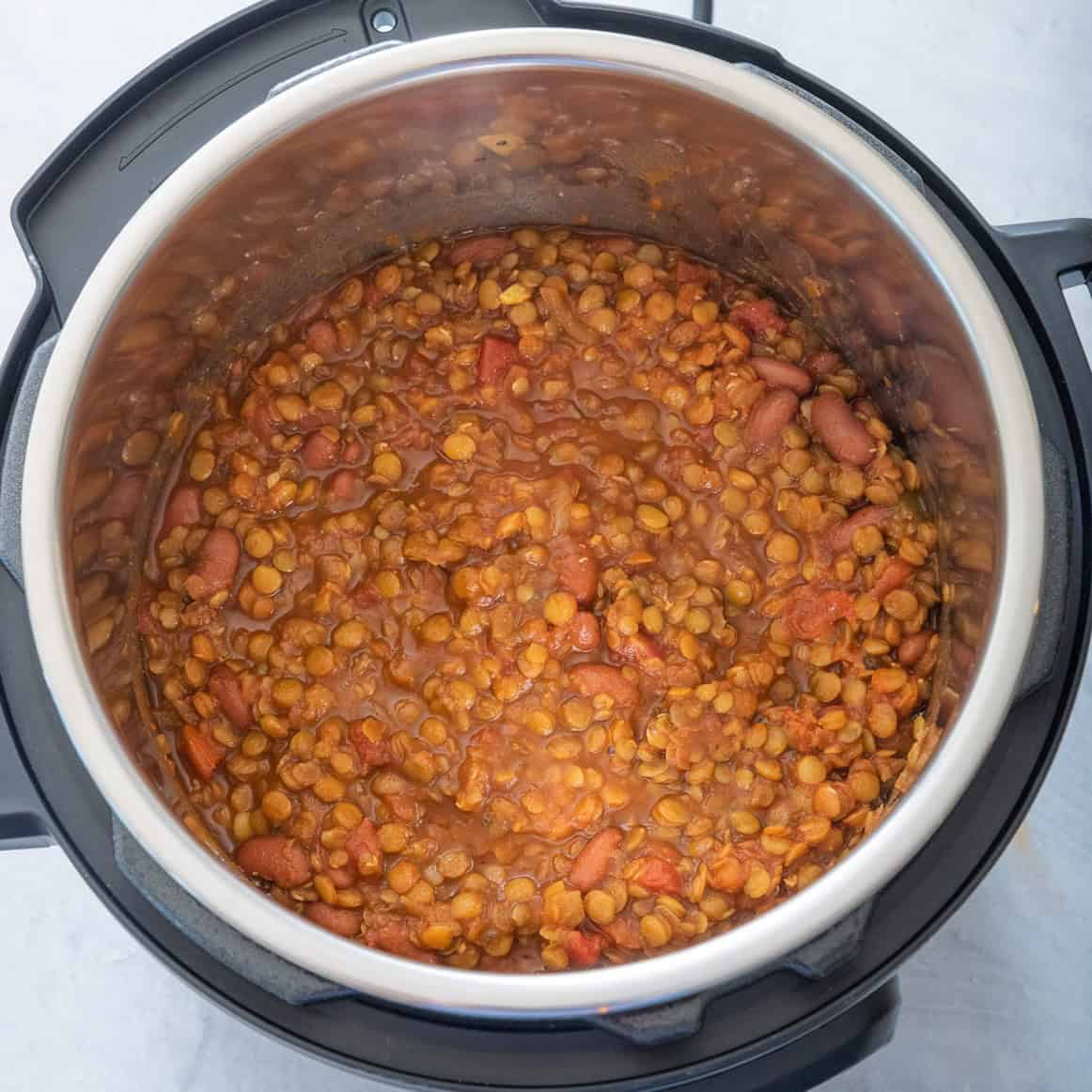 Lentil Chili after cooked.