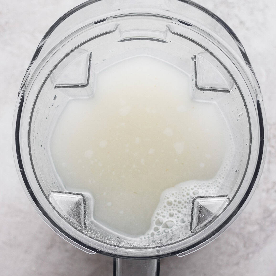 Water and salt added to the blender.