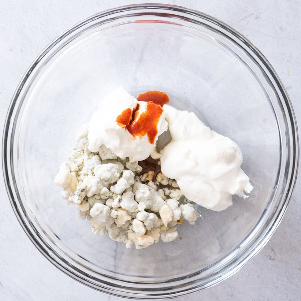 Dressing ingredients before mixing.