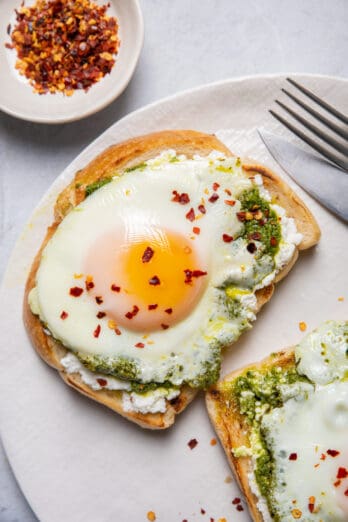 Pesto eggs on sourdough bread