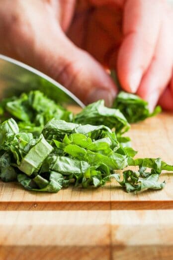 Knife slicing towards the end.