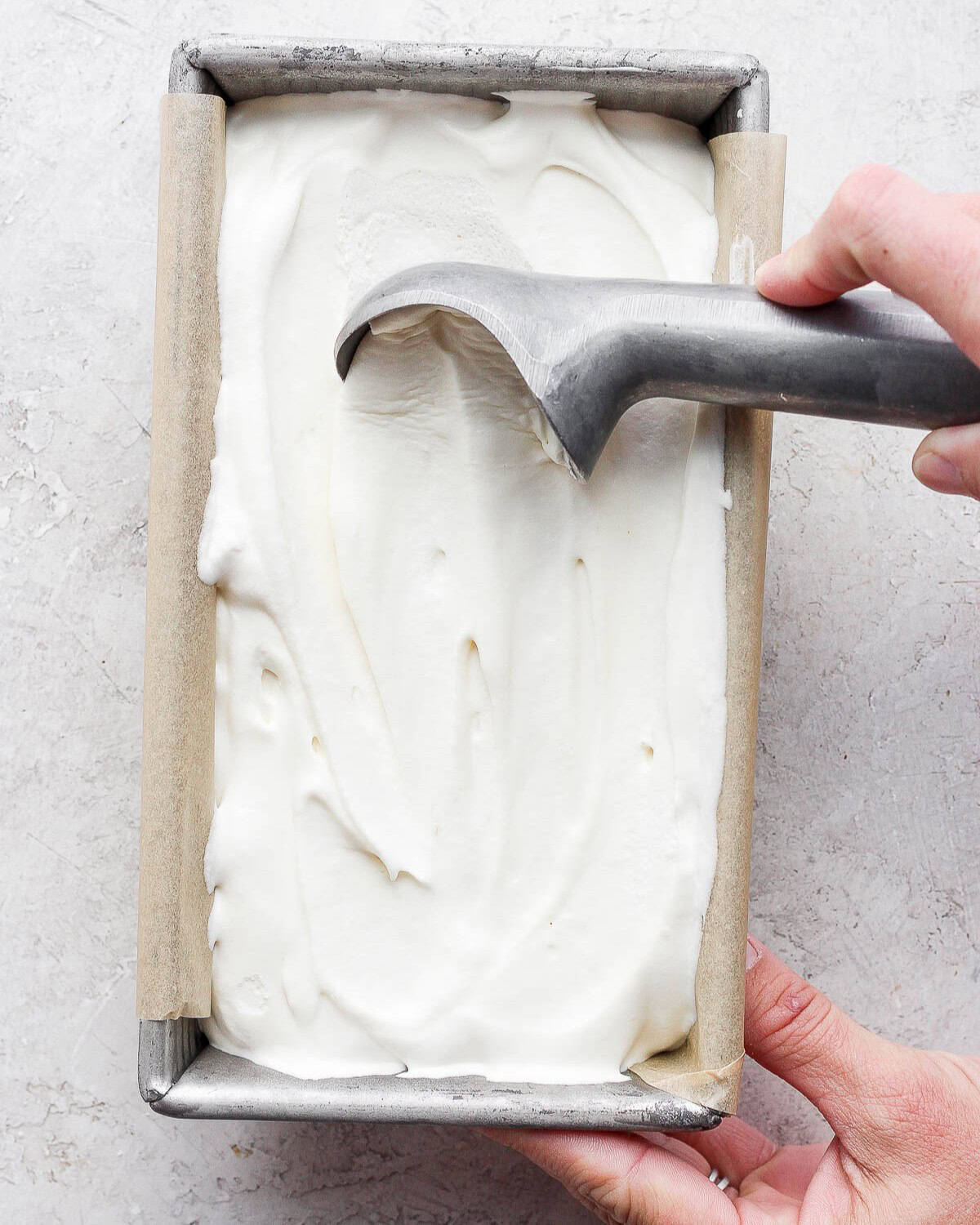 Mixture in prepared pan after freezing.