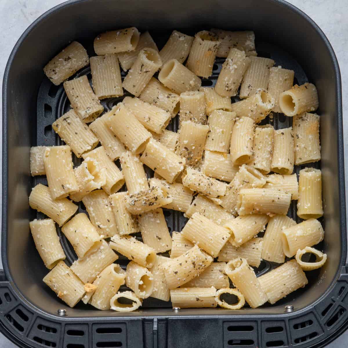Pasta transferred to air fryer.