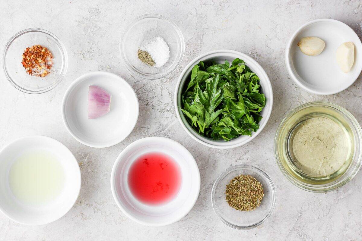 Ingredients to make chimichurri.