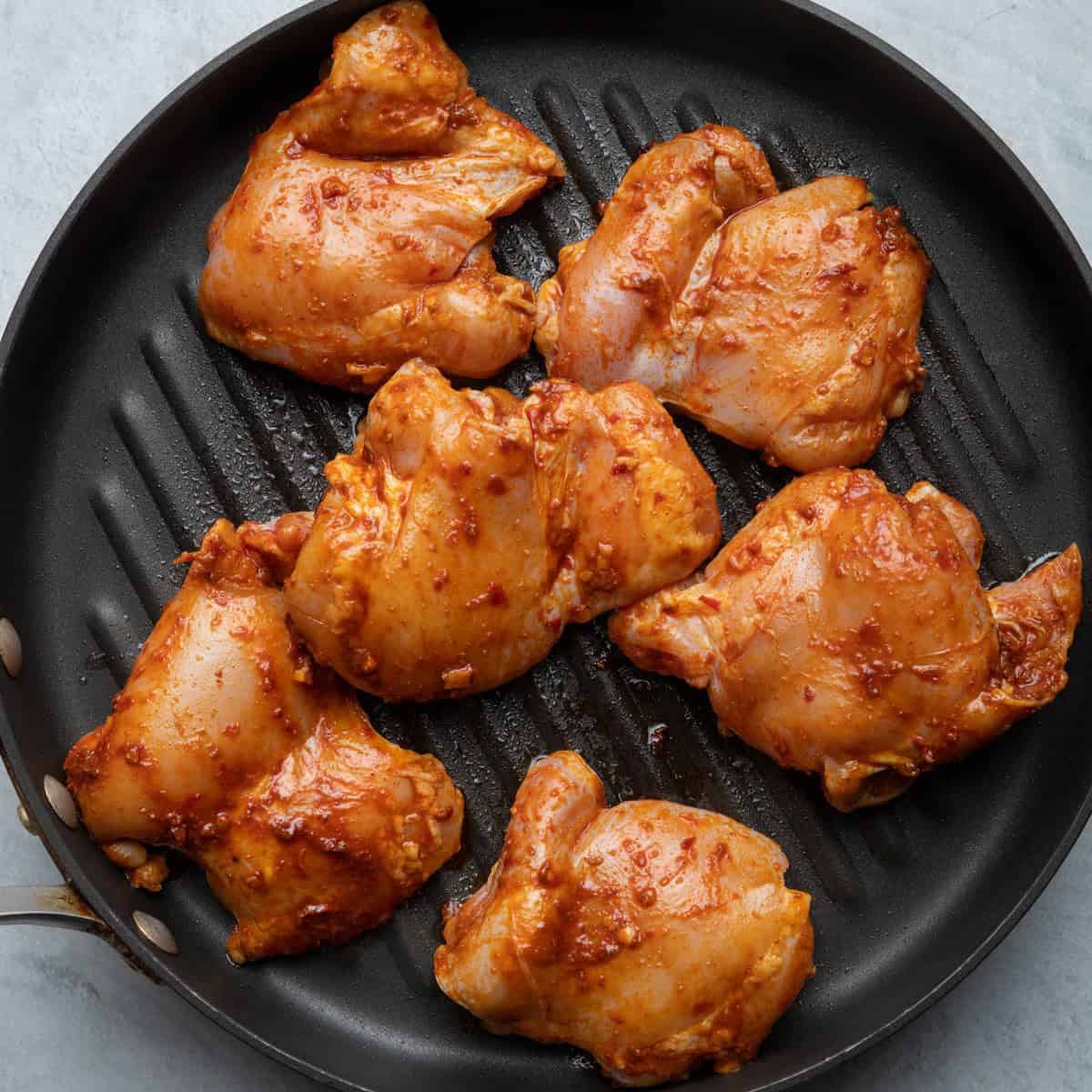 Chicken on pan.