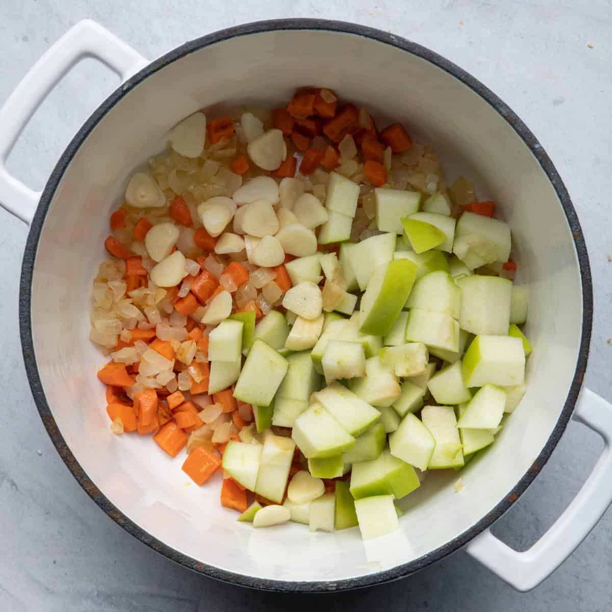 Apples, garlic and spices added.