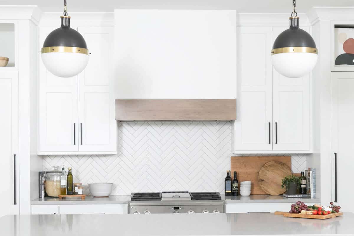 Close up shot of the backsplash in the kitchen