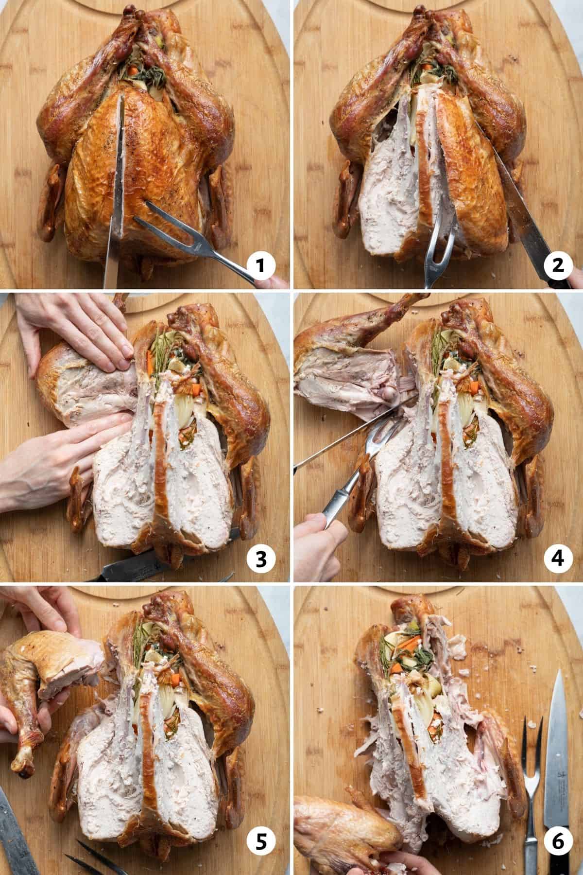 6 image collage to show the carving process