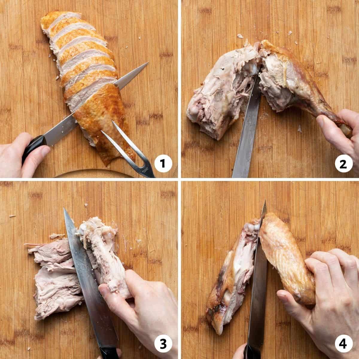 4 image collage to show how to cut the individual pieces