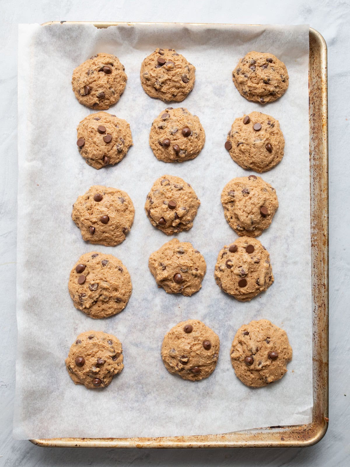 Baking sheet with the cookies after baking.