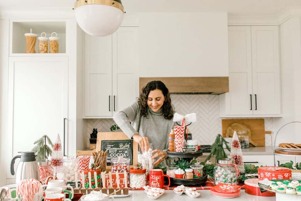 Yumna setting up hot chocolate bar for party