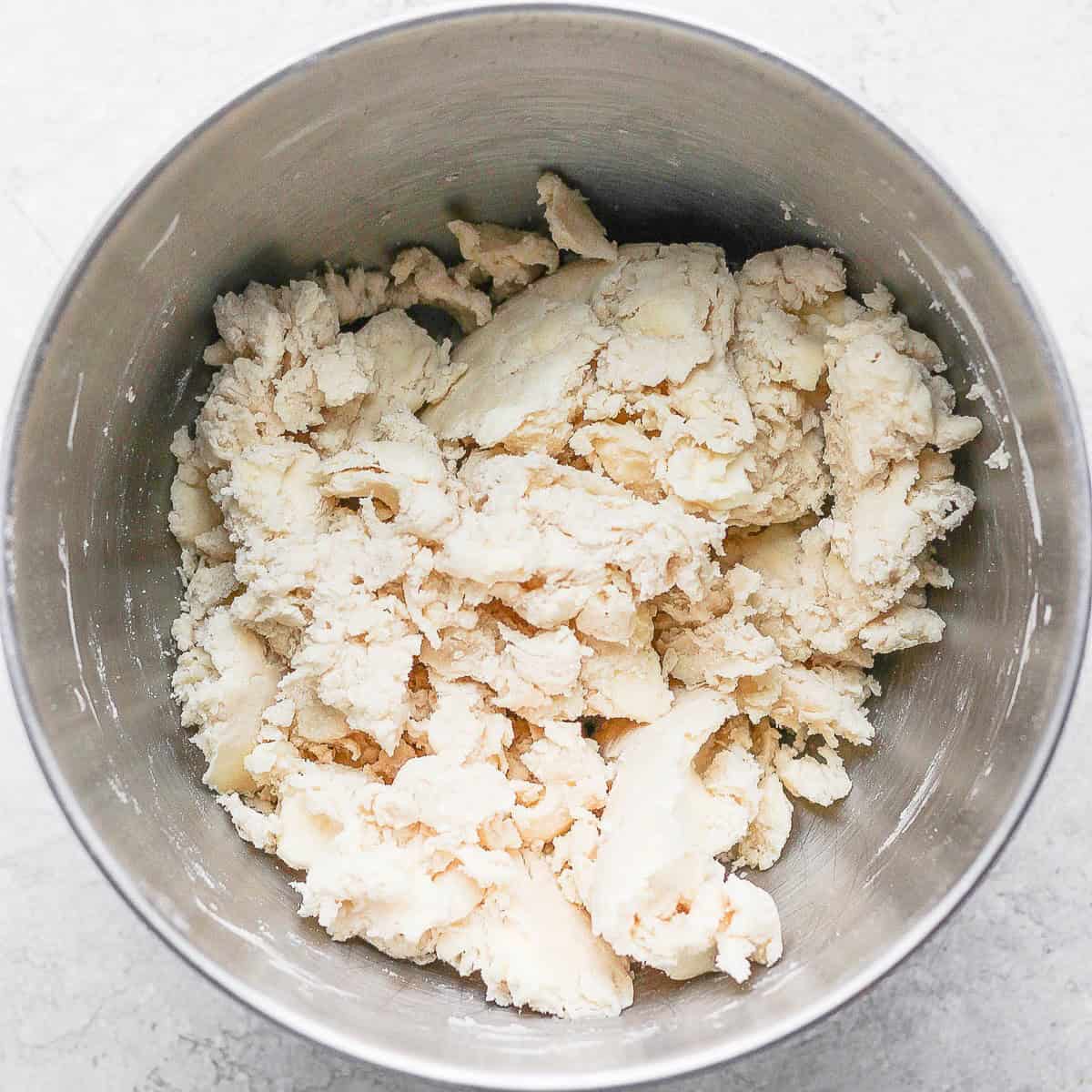 Show after water added and dough forms.