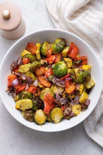 Large bowl of air fryer vegetables