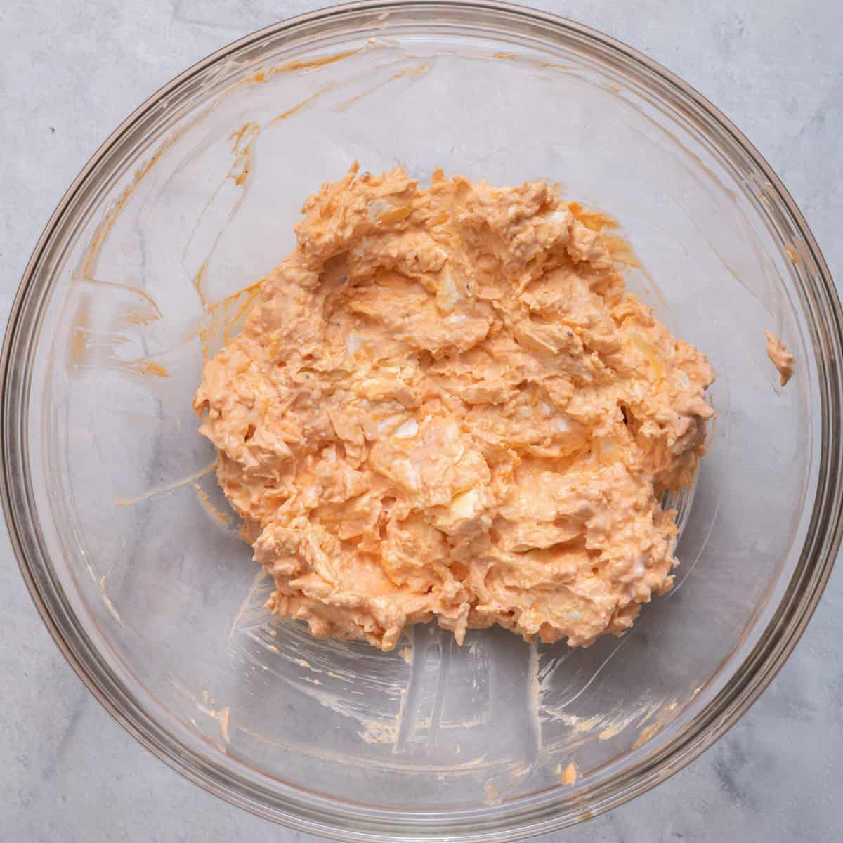 Bowl of ingredients after mixed.