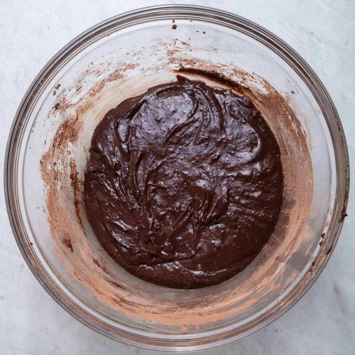 Cocoa powder, flour and salt stirred in.