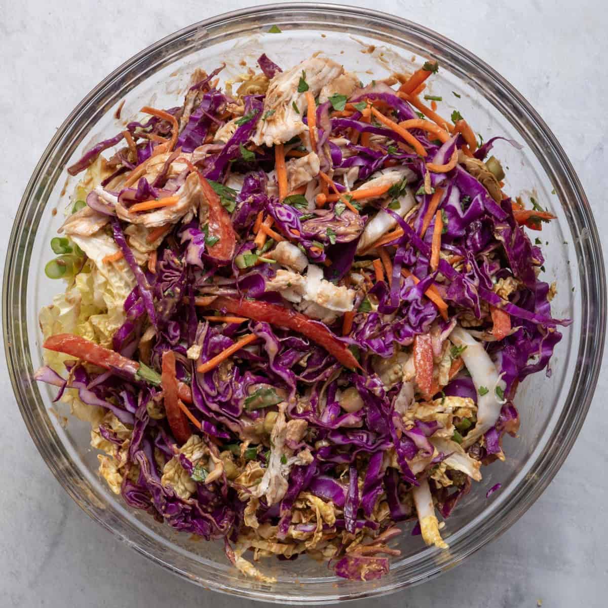 Final tossed salad in large serving bowl.
