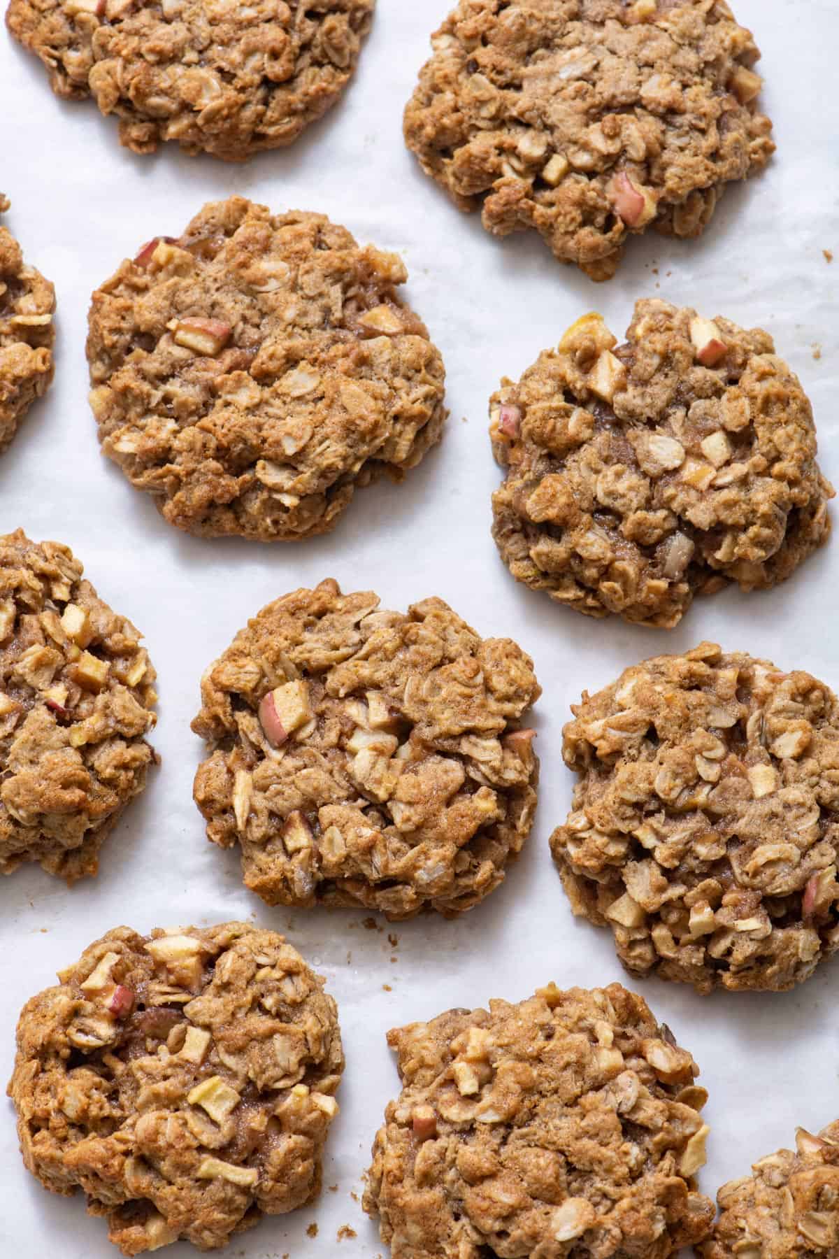baked cookies cooling on parchment paper