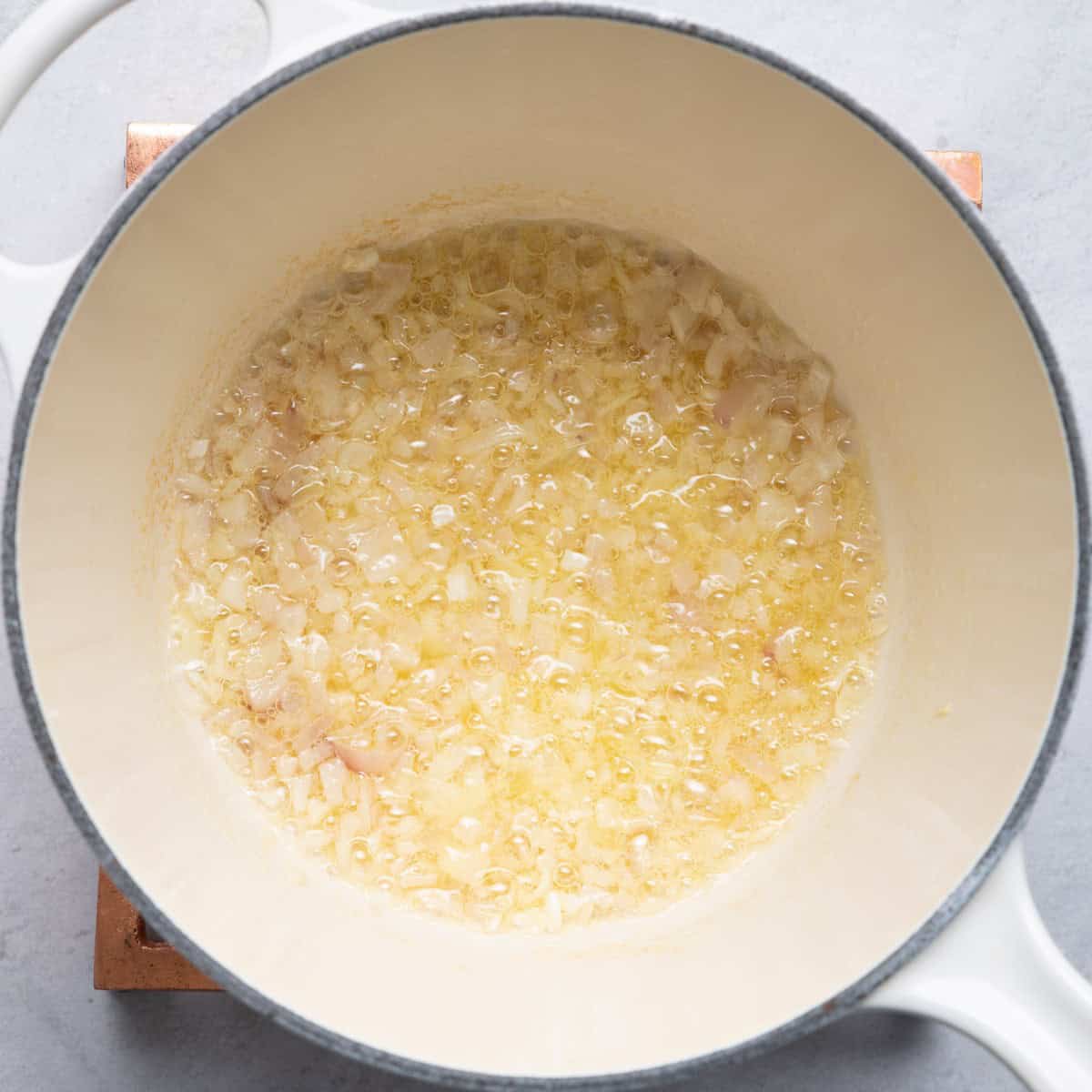 Cooked shallots and garlic.