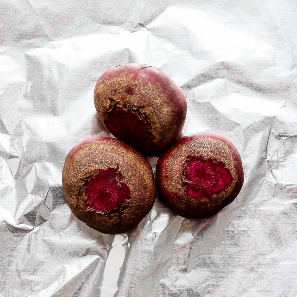 Beets on foil.