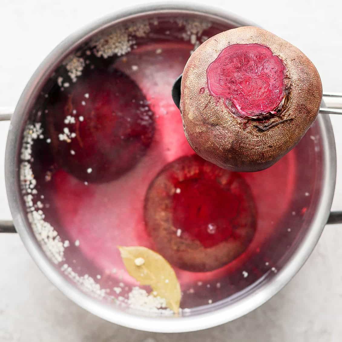 Beets in pot before boiling.