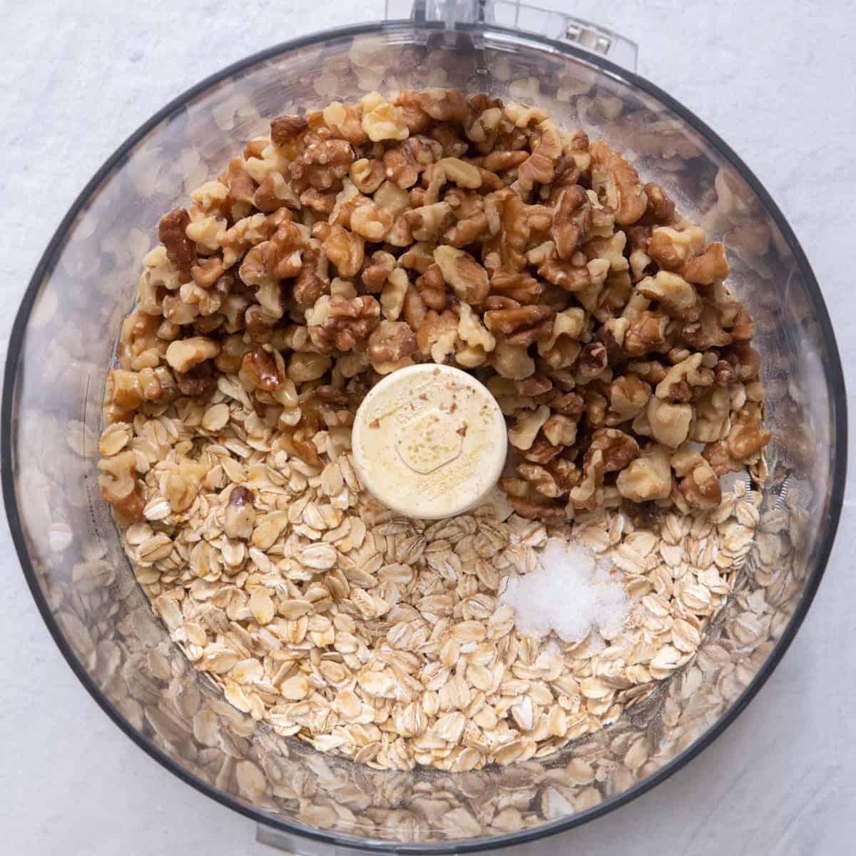 Crust mixture in food processor before blending.
