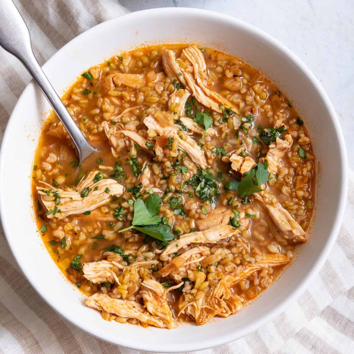 Freekeh Soup with Chicken.