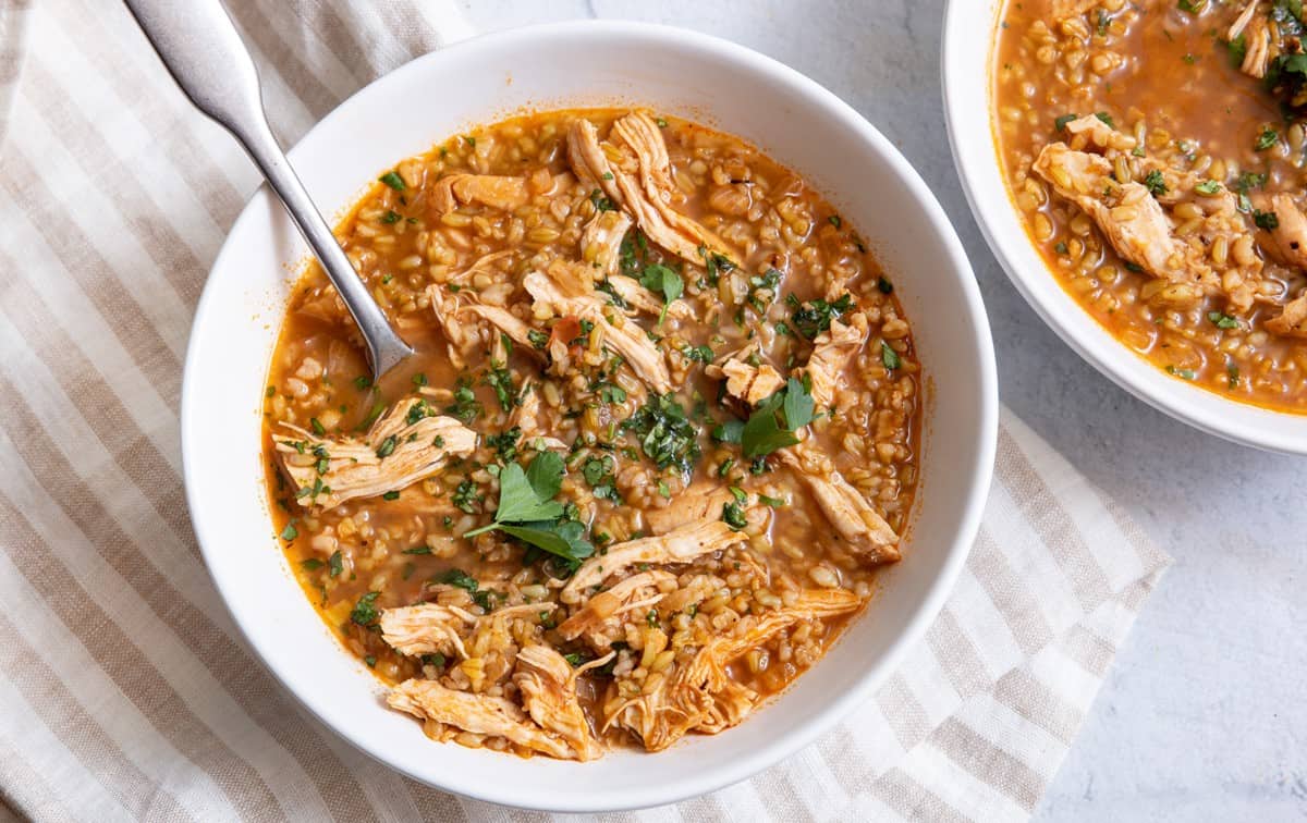 Freekeh Soup with Chicken.