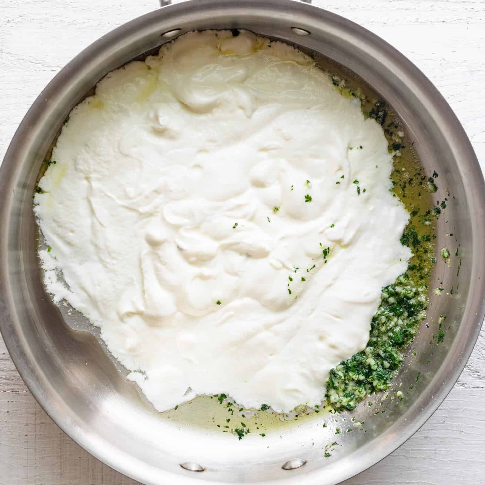 Yogurt added to the pot,