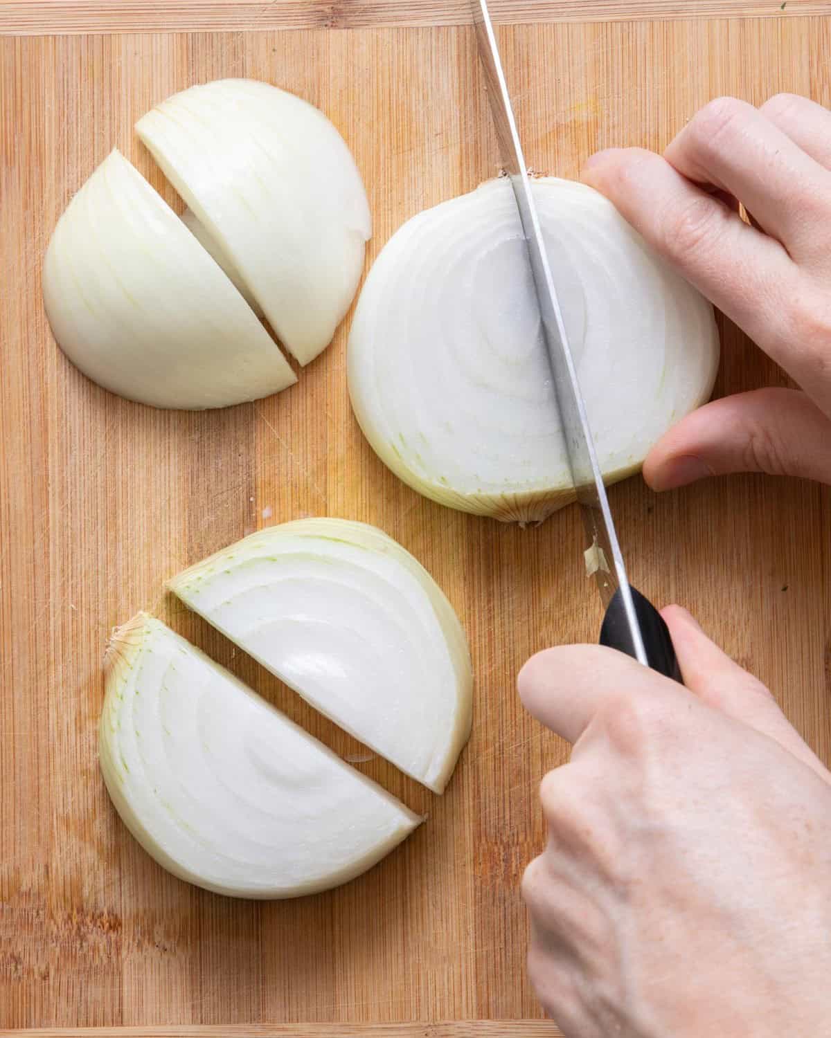 Slicing the 3 parts in half to make 6.