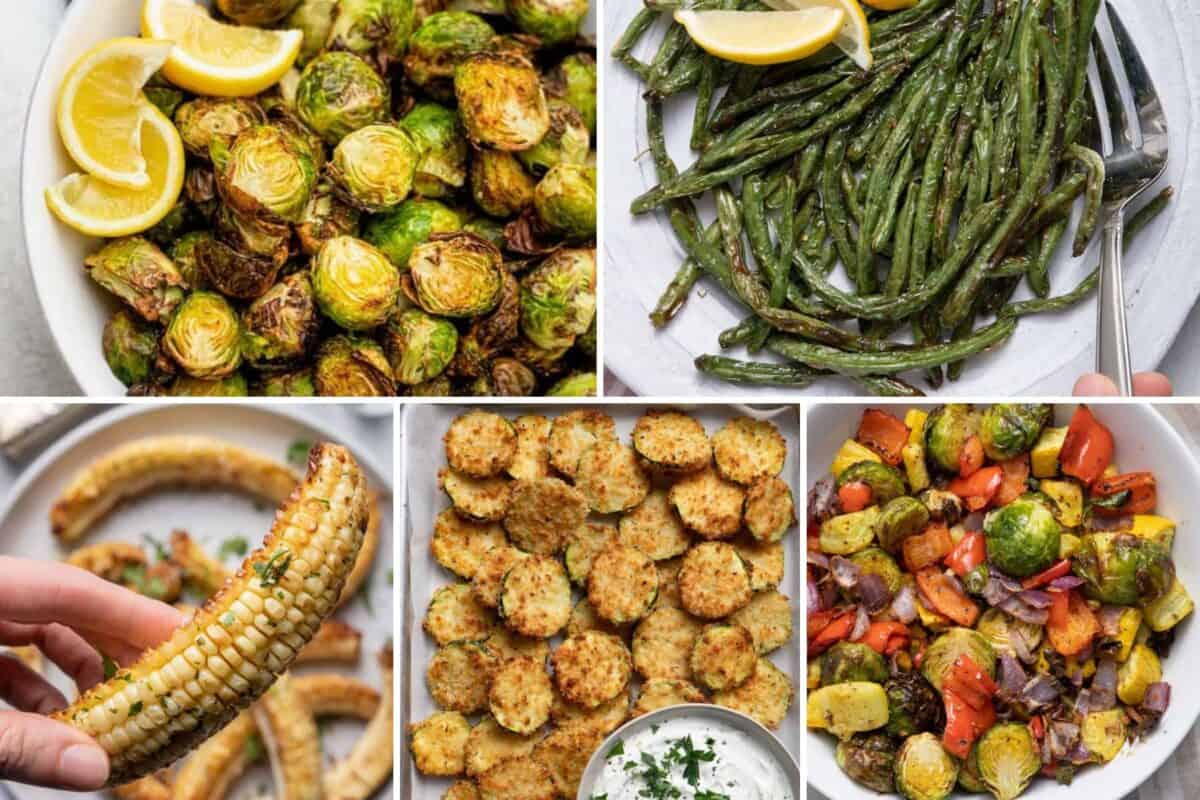 Roundup section image of collected recipes for air frying vegetables.