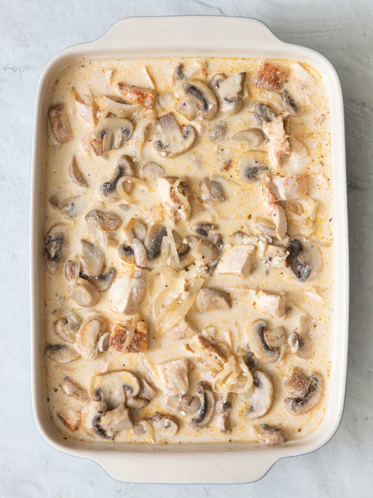 Mushroom chicken sauce added on top.