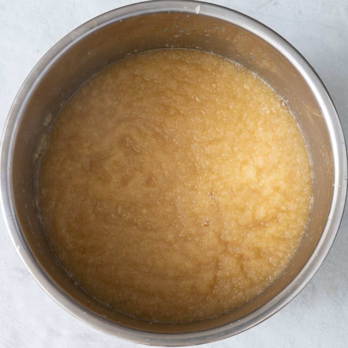 Apples and cider blended back in pot.