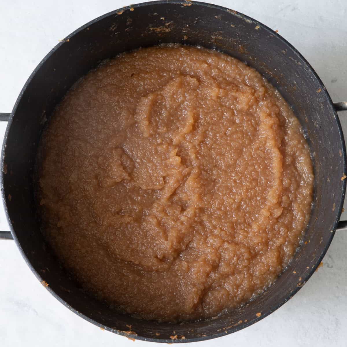 Apple butter with thickened jam-like texture.
