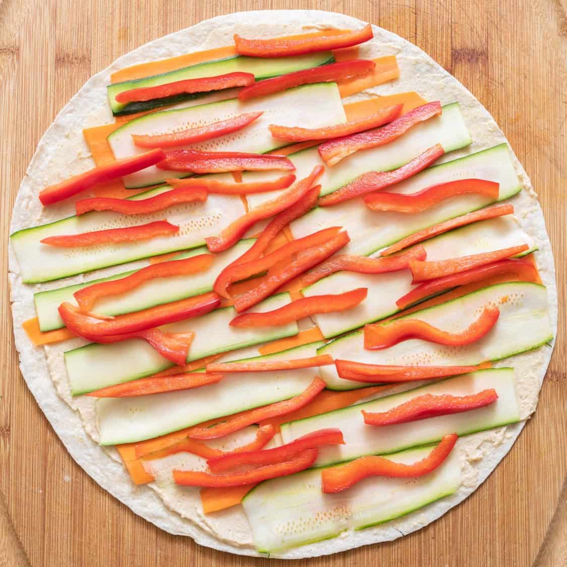 Tortilla with everything layered.