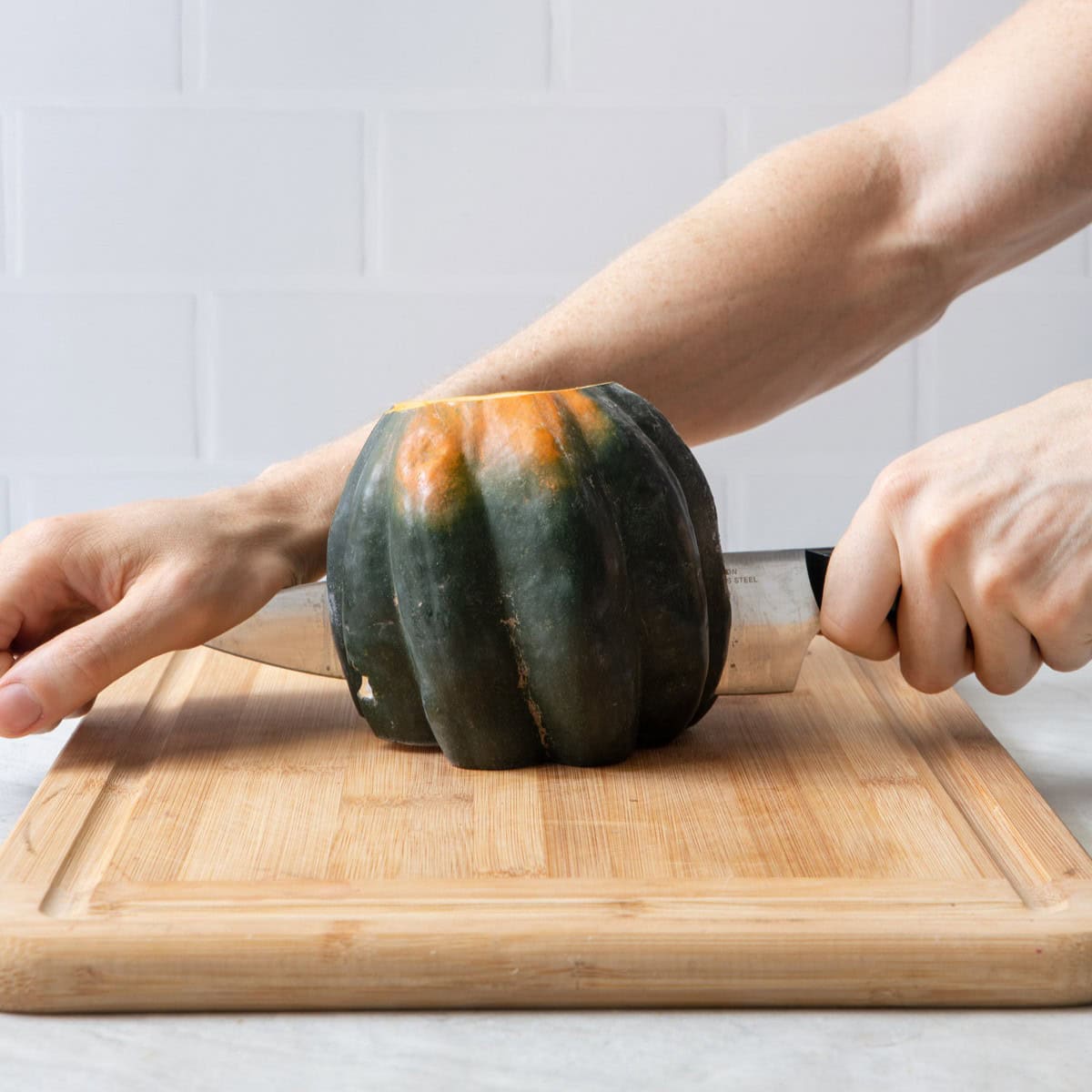 Cut in half.