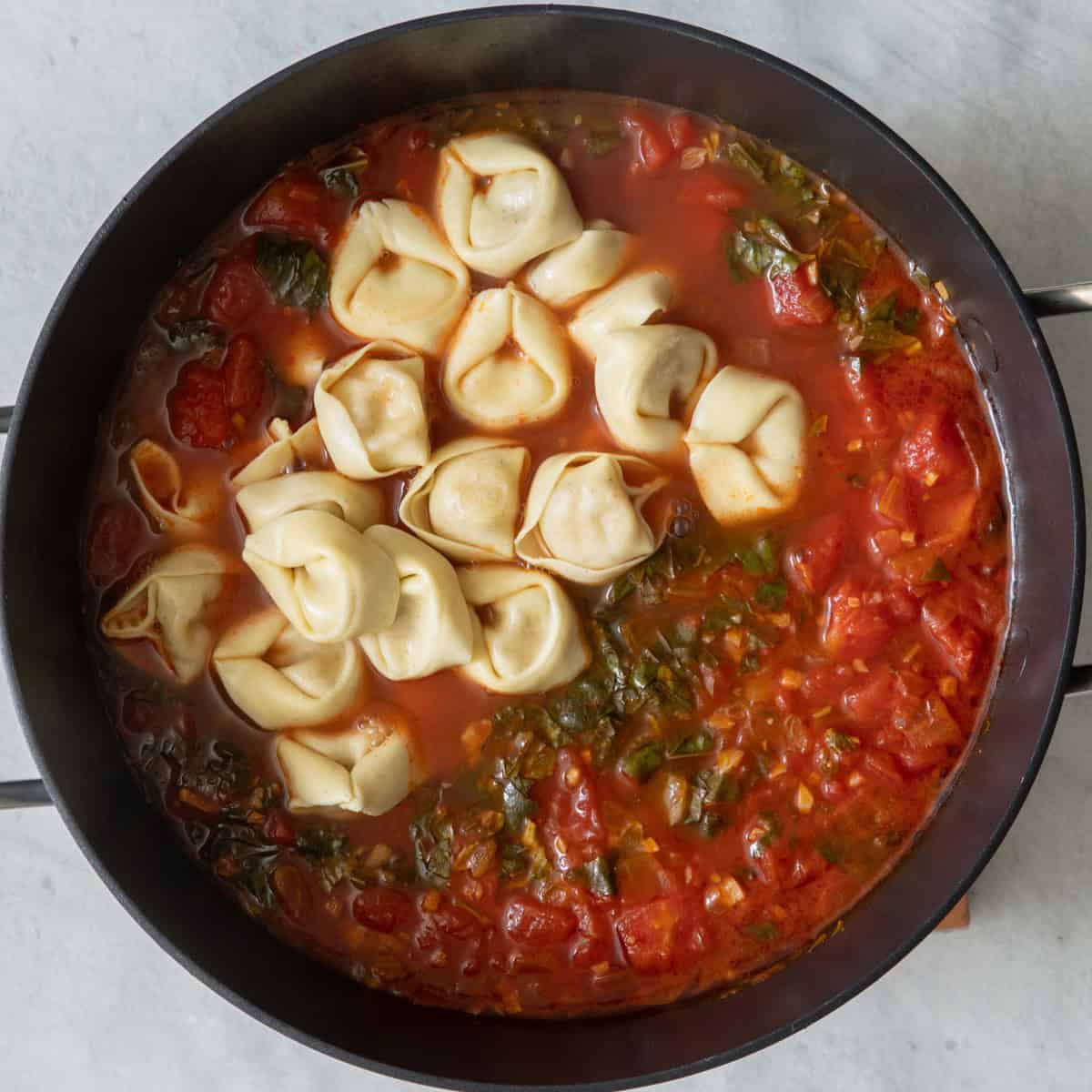 Soup with tortellini added.