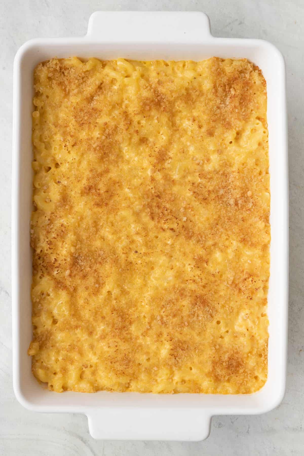 Mac and cheese after baking.