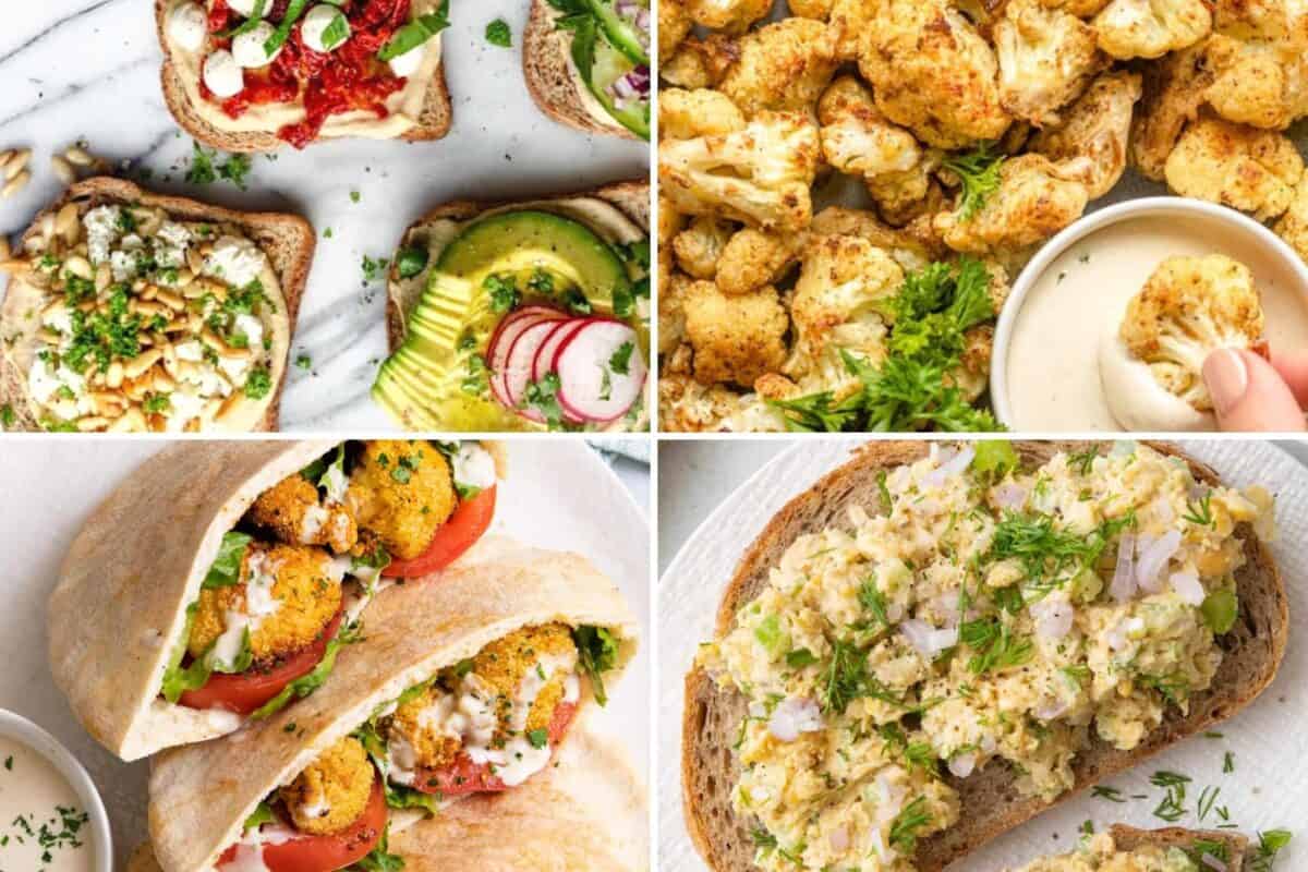 4 image collage of vegetarian recipes.