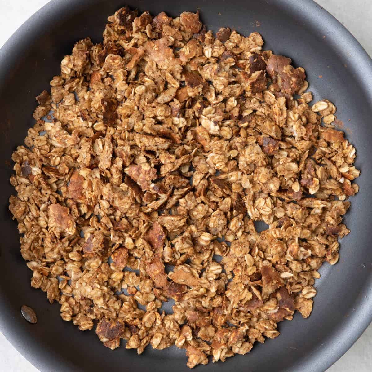 Scrambled oats after cooking.