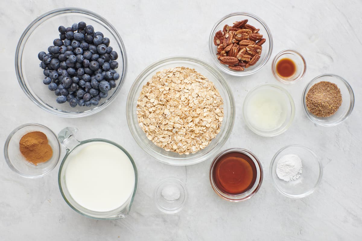 Collage showing the dry ingredients before and after mixing