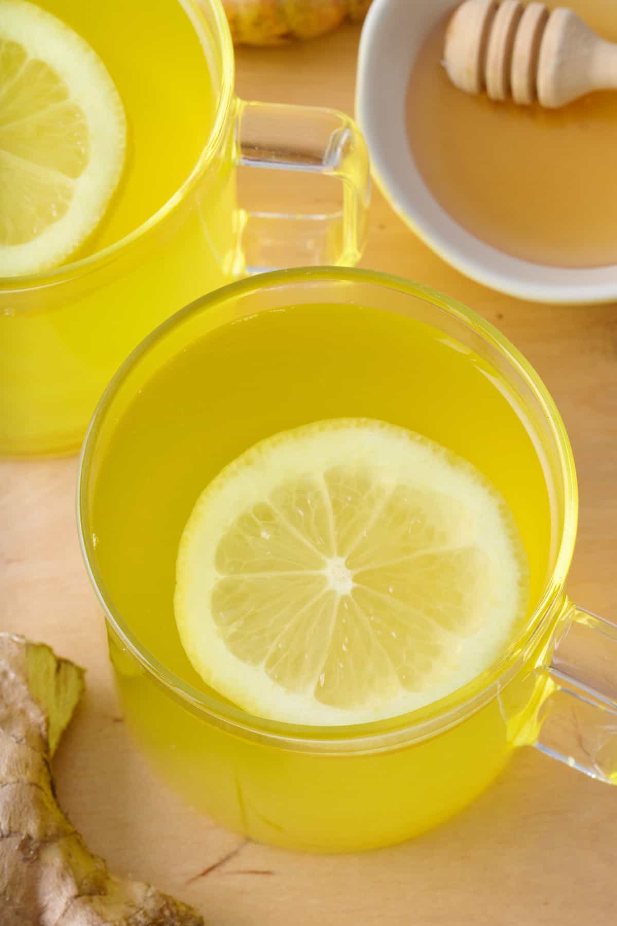 Ginger Turmeric Tea in two glass mugs
