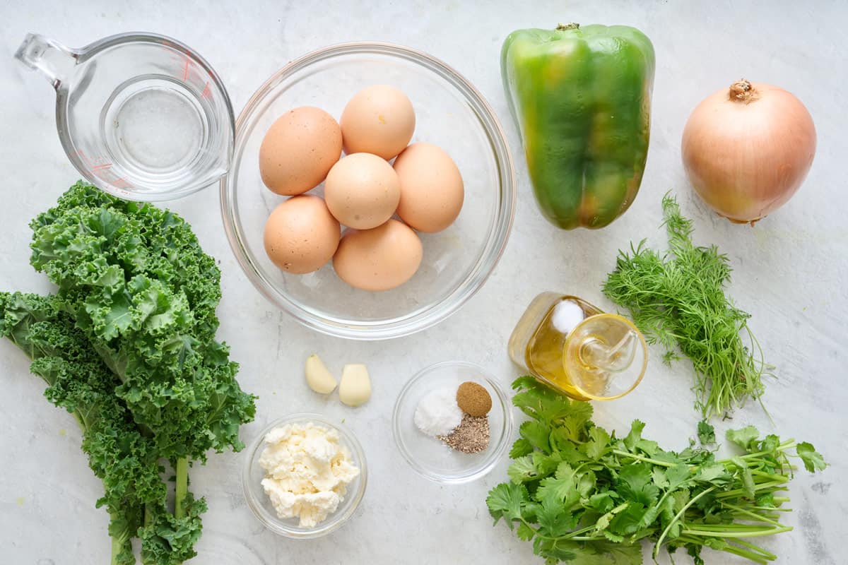 Ingredients for making green shakshuka