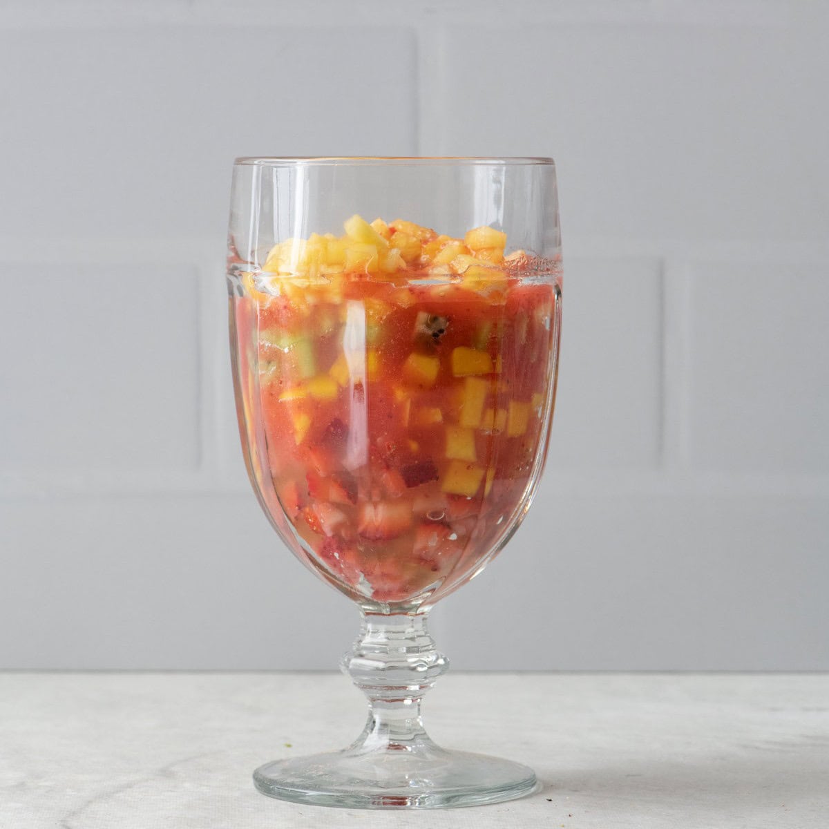 Strawberry juice poured on top.