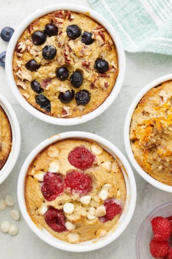 Protein baked oats with different add ins.