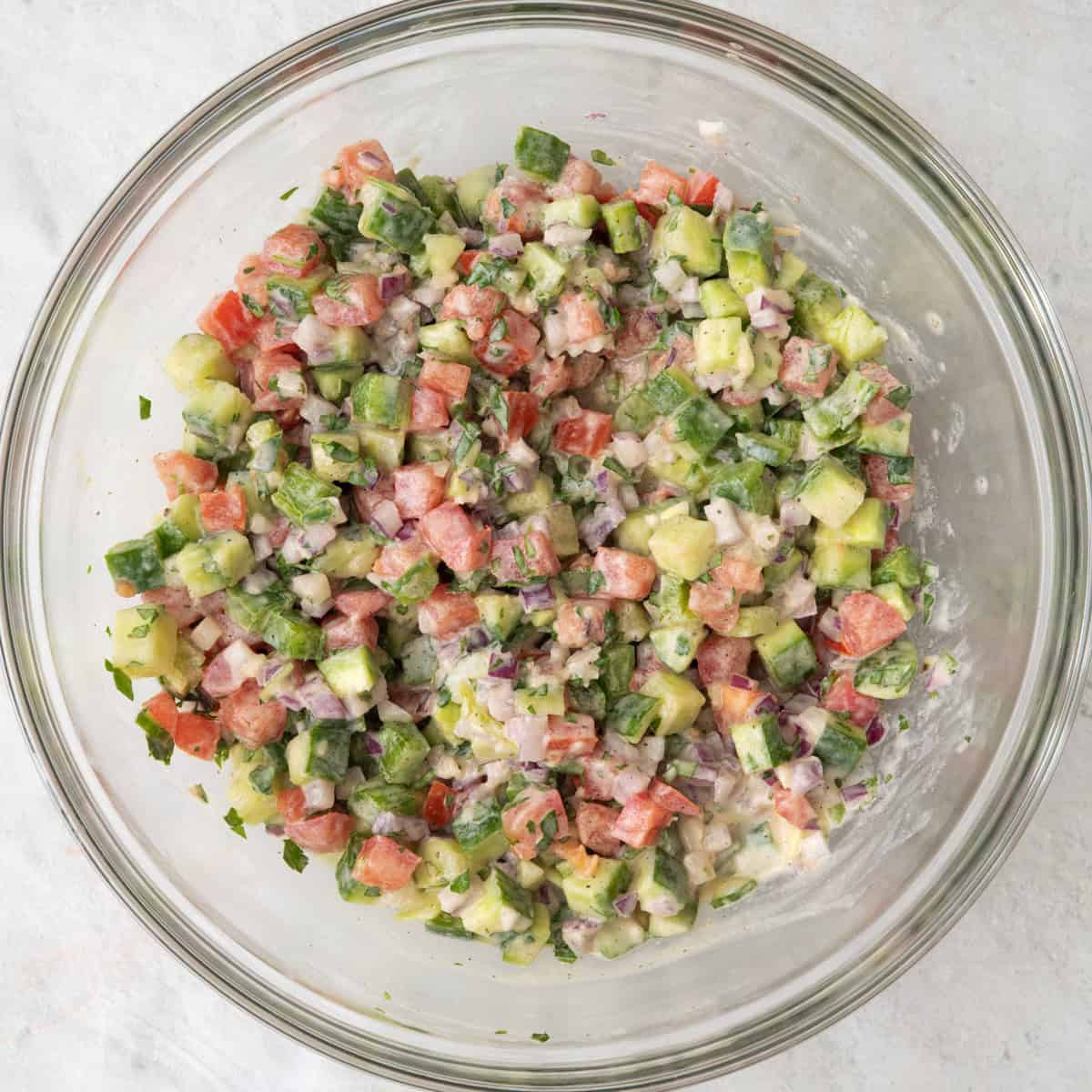 Salad after tossed.
