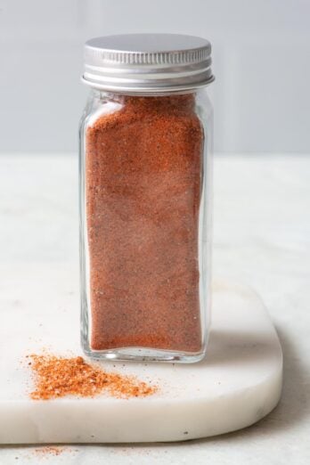 BBQ Seasoning in a spice jar with the lid on.