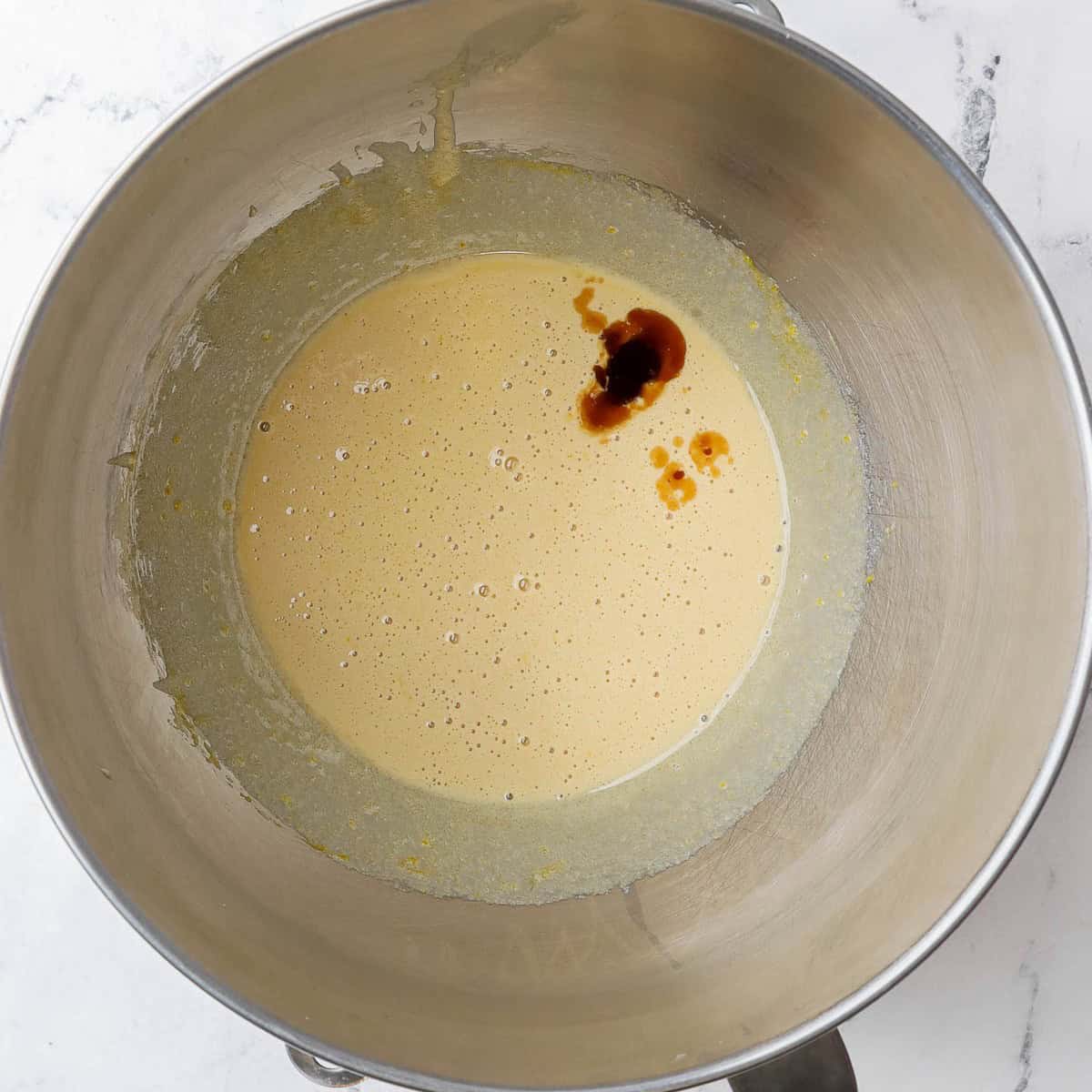 After creaming, with vanilla added.